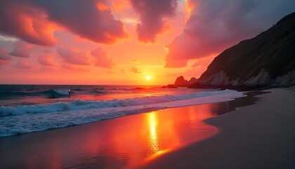 Naklejka premium Sunsets over the ocean