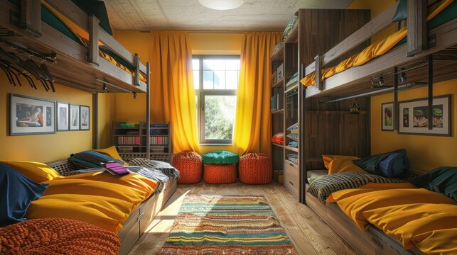Dormitory: Residential buildings for students during the academic year, featuring shared rooms, common areas, and study spaces that promote independence and community.
