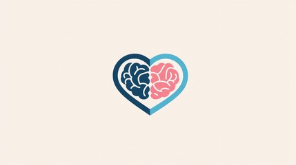A clean and simple mental health foundation logo with a heart and brain combined, representing compassion and mental well-being