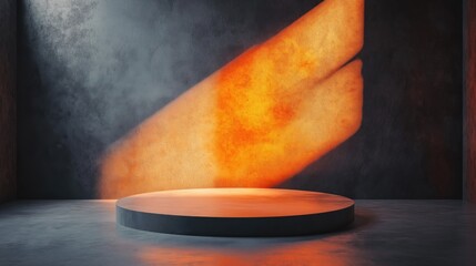 Product Display Podium with Stylish Grey and Orange Design