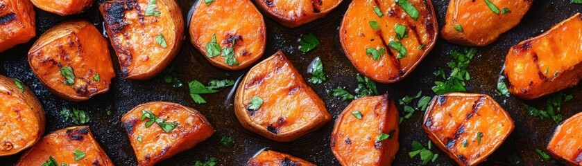 Delicious Grilled Sweet Potatoes with Honey Drizzle and Herbs - Perfect BBQ Side Dish