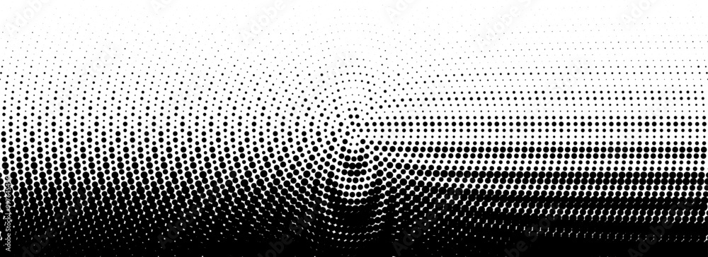 Poster dotted halftone gradient texture. fading wave polka dot background. dot curved circular pattern wall