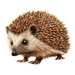 Obraz premium A brown hedgehog with a black nose and big eyes ,isolated on transparent background, cut out, png