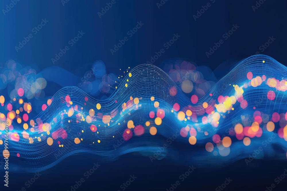 Poster abstract digital waves with vibrant lights create a mesmerizing backdrop for technology and art visu