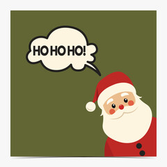 Merry Christmas funny greeting card, postcard, invitation with Santa Claus on green, vector illustration