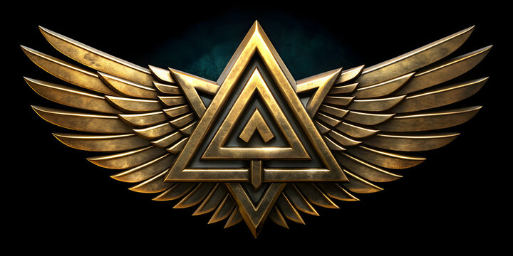 Valkyrie symbol with Odin's Valknut, Norse mythology, isolated, Valkyrie, symbol, Odin, Valknut, Norse, mythology, isolated