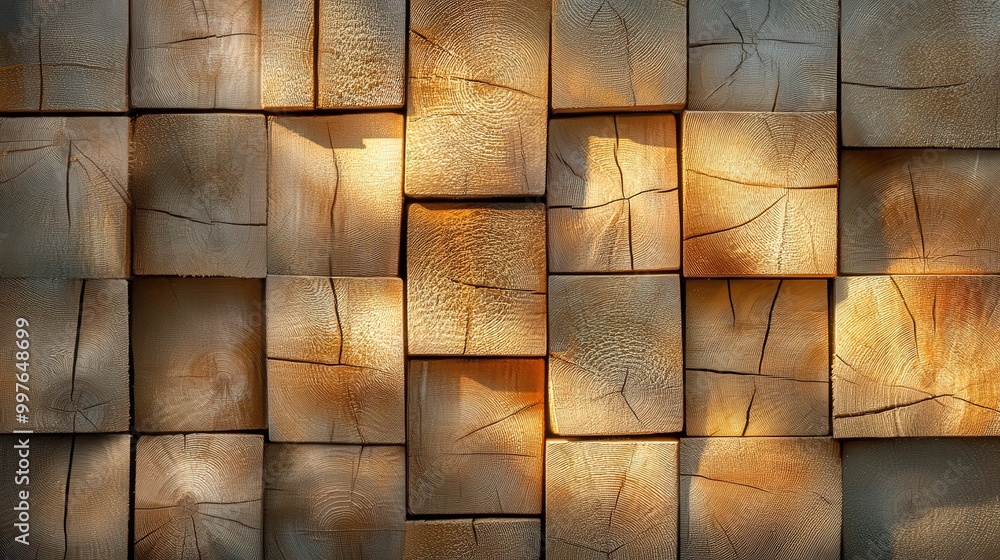 Poster natural wood texture background with warm light and unique patterns