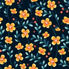 Seamless collage pattern background, small flowers