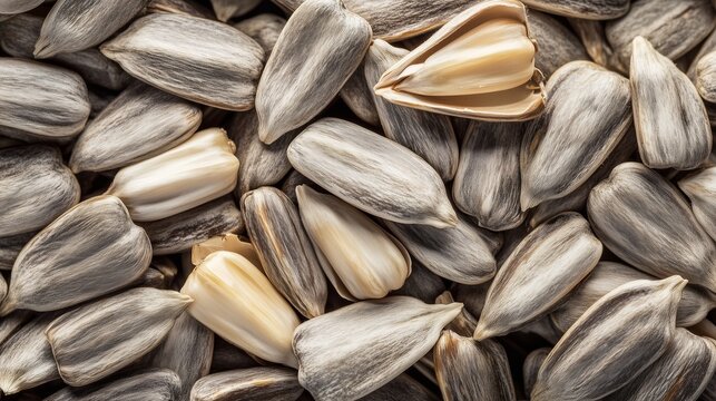 Sunflower sheed grey shell kernel real organic natural food pattern