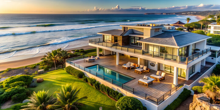 Luxurious beachfront villa with panoramic ocean views and private access to the Strandweg , beachfront, villa