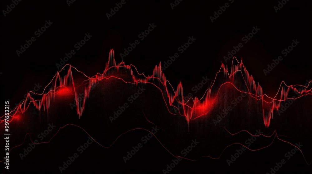 Poster abstract red light waves creating a striking visual effect on black