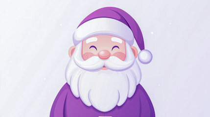 Joyful Santa Claus Illustration in a Vibrant Purple Color Palette, Isolated on a Clean Blank Background for Unique Holiday Artwork