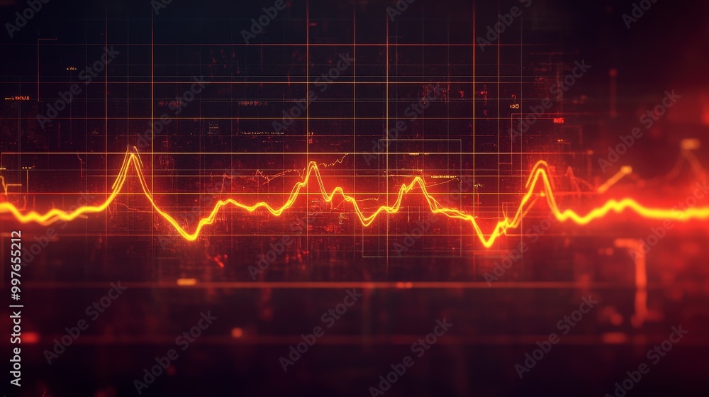 Poster abstract glowing waveform on a dark background resembling sound waves