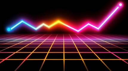 Colorful neon graph on a grid background with glowing lines