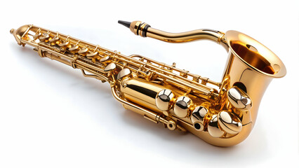 Obraz premium Saxophone jazz instrument isolated on white background, saxophone, jazz, instrument, music, brass, woodwind, musician, performance