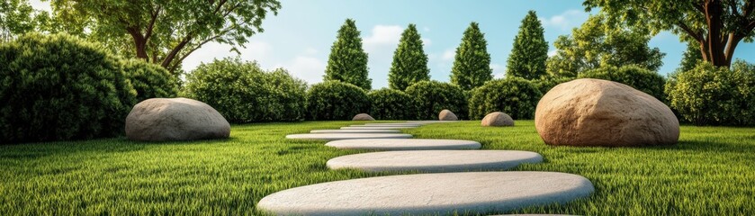 Fototapeta premium Futuristic AI Landscape Design: 3D Modeling of Outdoor Spaces for Innovation