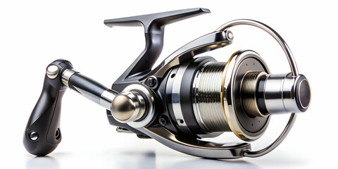 Spinning fishing reel with a black handle for professional angling gear , fishing, reel, spinning