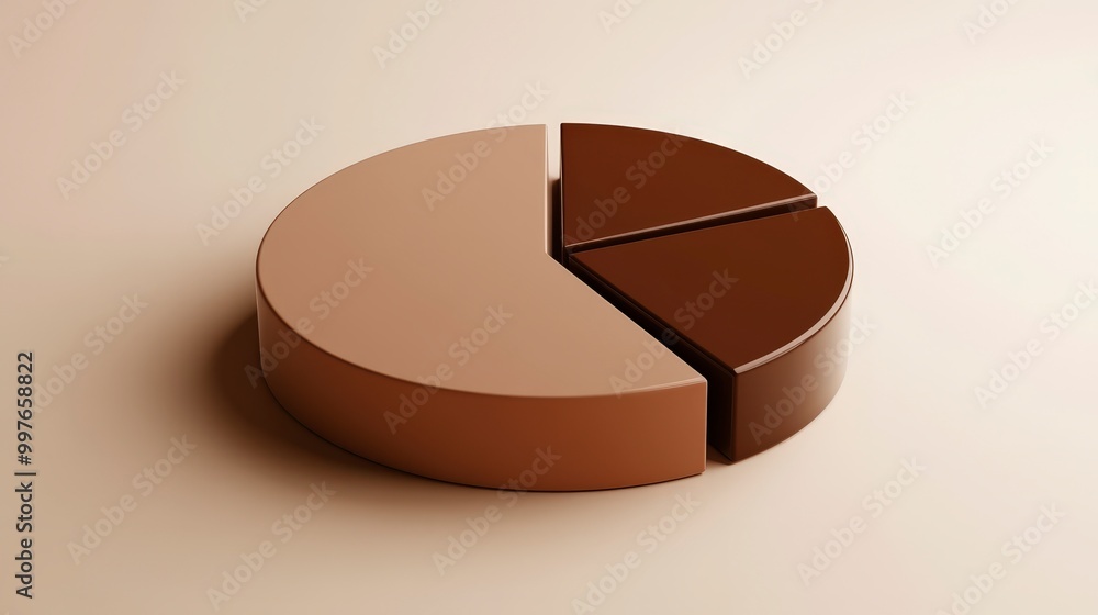 Poster abstract image of a 3d pie chart in shades of brown