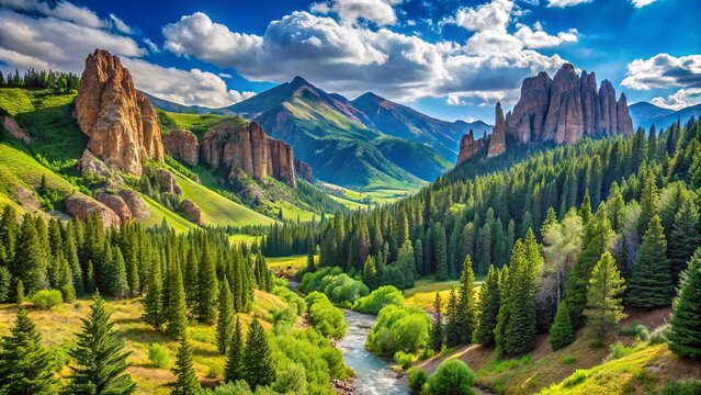 Experience the stunning beauty of Creede, Colorado, where lush green forests meet majestic mountains beneath a clear