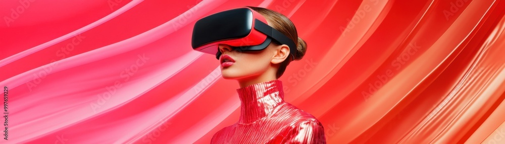 Aufkleber fashion designer exploring virtual fabrics and styles using ai technology in real-time