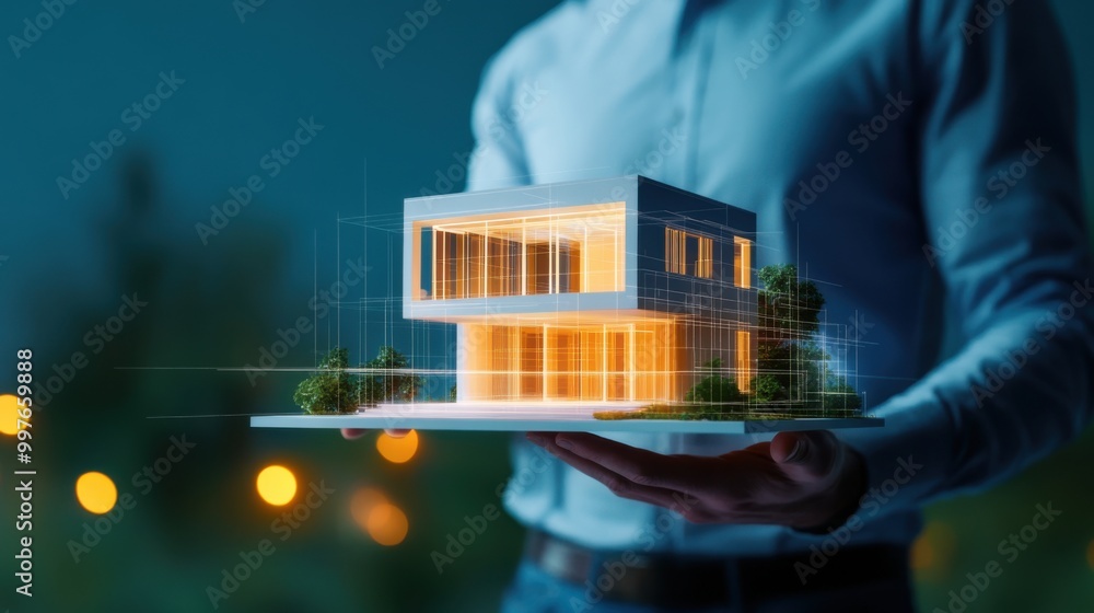 Poster futuristic ai enhancing architectural blueprints with intelligent structural design suggestions