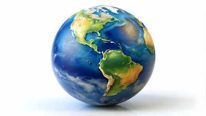 Fototapeta premium Planet globe isolated on white background, planet, globe, isolated, Earth, world, geography, map, round, sphere, blue