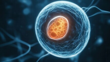 High-detail depiction of sensory organ development in an embryo, embryo stages, perception of life