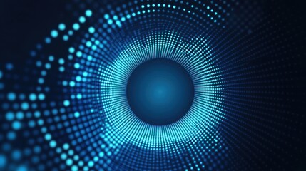 Abstract Blue Dot Pattern Forming a Swirling Tunnel