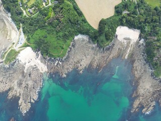 vertical aerial view of the Brittany coast- vue aérienne verticale de la côte bretonne