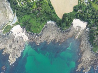 Aerial view of a beach in Brittany - Vue aérienne d'une plage en Bretagne