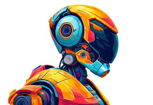 colorful robot head profile, futuristic design clip art preview