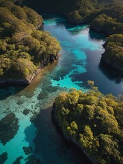 Showcase a breathtaking drone shot of a tropical getaway, highlighting the contrast of white sand, vibrant foliage, and a moody sky—perfect for travel promotions.