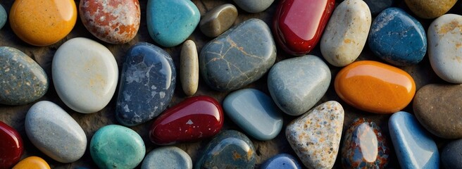 Bright and colorful stones create an engaging background, suitable for diverse applications, from branding to online marketing strategies.