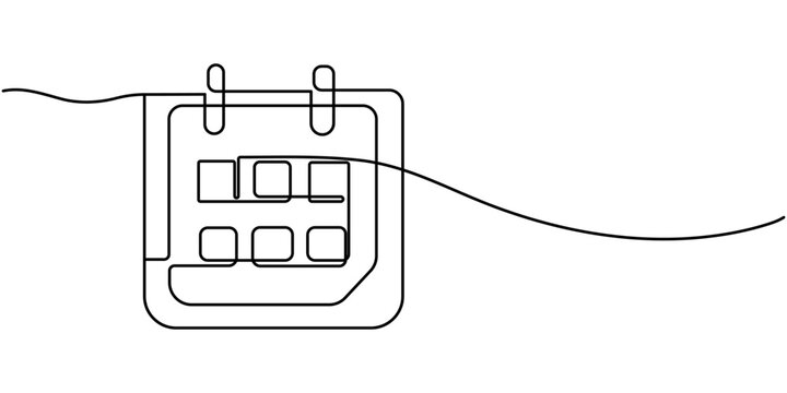 recommend clip art: Loose-leaf calendar in one continuous line drawing. Symbol of memorable date and event day in simple linear style. Time planer concept in Editable stroke. Loose-leaf calendar in one continuous line
