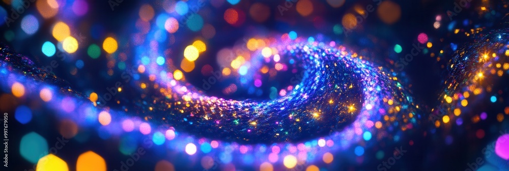 Poster vibrant christmas lights swirl in a vortex, forming a captivating and colorful arrangement that enha