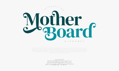 Motherboard typography beauty fashion elegant minimalist serif italic fonts decorative wedding vintage retro logos. Minimal luxury font alphabet logo. Vector illustration