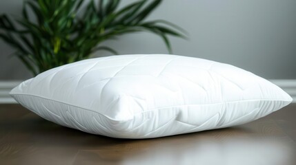 Artistic shot of a pillow slightly crumpled as if just used, with a hint of essential oils in the air, creating a sense of relaxed sleep, deep sleep pillow, post-sleep comfort
