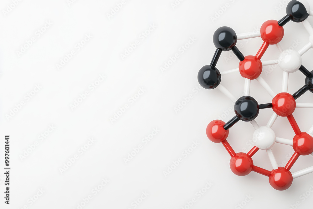 Poster detailed 3d visualization of a molecule model, showcasing intricate structures with selective focus.