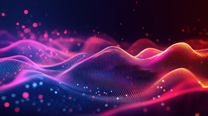 Abstract background featuring a wavy graph made up of dotted guides, representing data in the context of Big Data. This technology wireframe concept illustrates data in virtual space, making it suitab