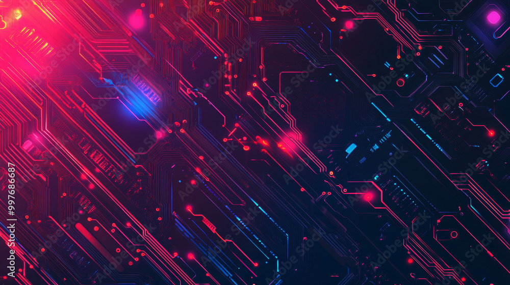 Aufkleber start with a vibrant, high-tech color gradient background that transitions from deep blue at the top
