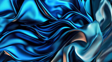Obraz premium Blue satin fabric texture, abstract waves