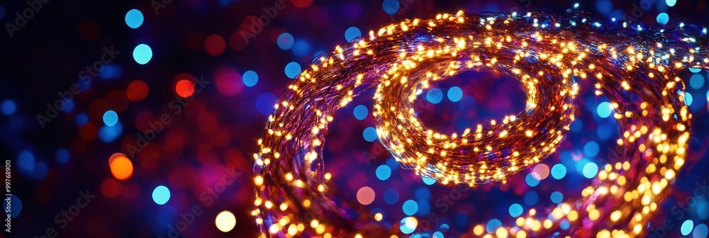 Aufkleber vibrant christmas lights form a dynamic spiral, illuminating the surroundings with a cheerful and fe