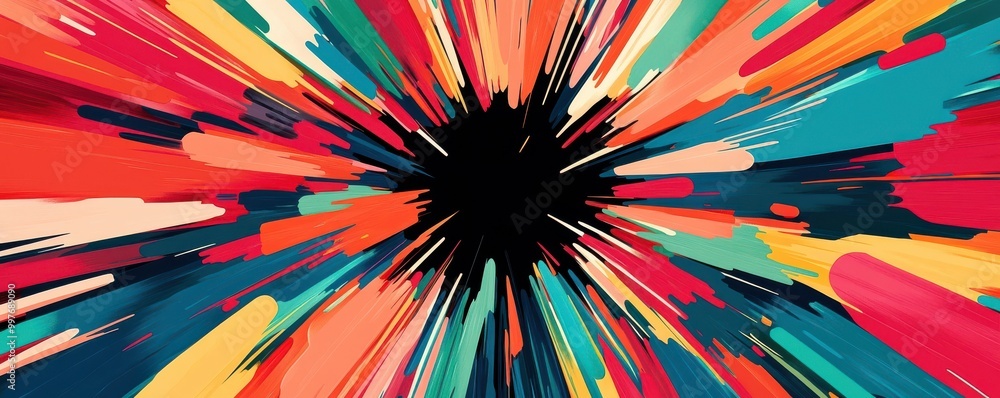 Aufkleber vibrant abstract burst of colors radiating from a central point, creating an energetic and dynamic v