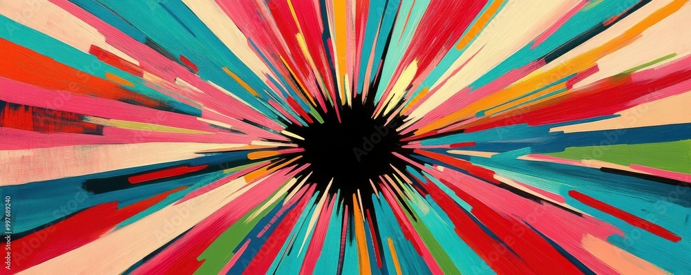 Aufkleber vibrant explosion of colors radiating from a central point, creating a dynamic and energetic visual 
