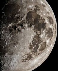 Realistic moon surface image showcasing fine details, perfect for space-themed projects and scientific presentations.