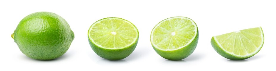 Lime with slice on white