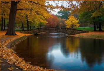 A peaceful autumn scene with colorful trees, perfect for backgrounds in nature-related articles or seasonal advertising