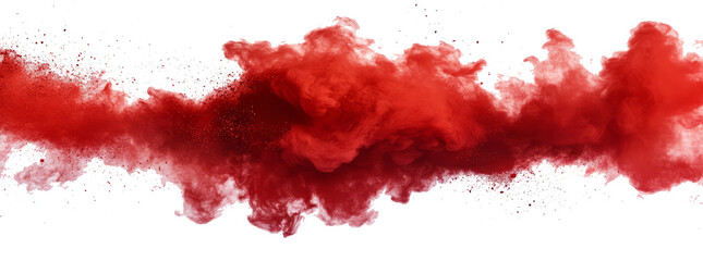 Red smoke plume isolated on transparent background.	