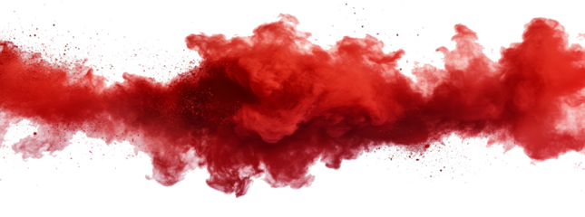 Red smoke plume isolated on transparent background.	
