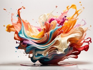 Obraz premium colored ink dancing on a white background